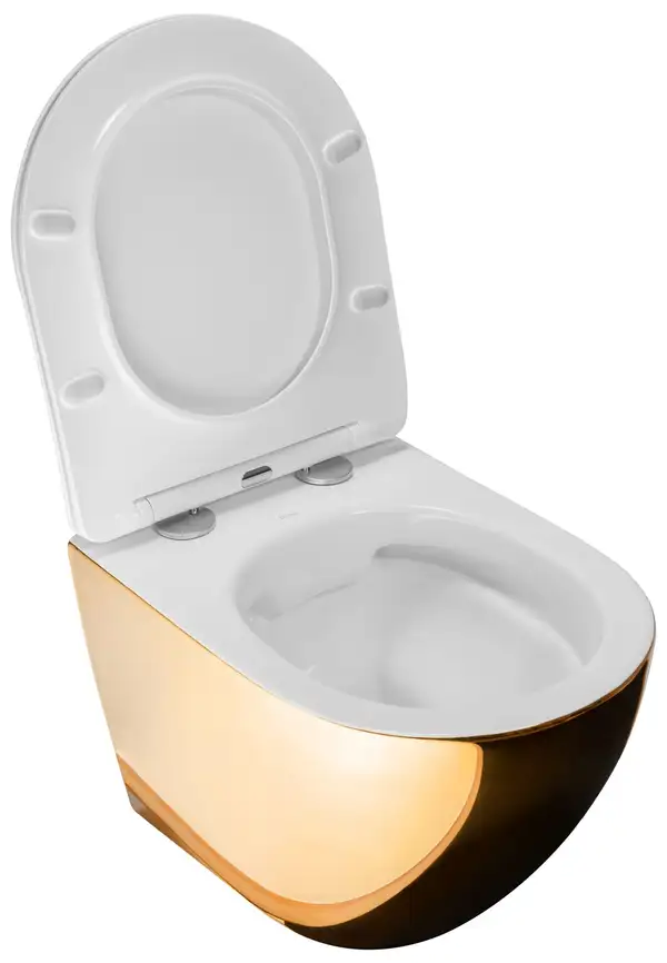 Подвесной унитаз REA CARLO FLAT MINI GOLD WHITE (REA-C0669)