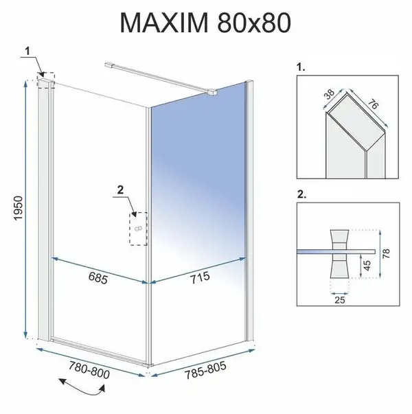 Душова кабіна REA MAXIM 80х80 P (REA-K0268) Душова кабіна REA MAXIM 80х80 P (REA-K0268)