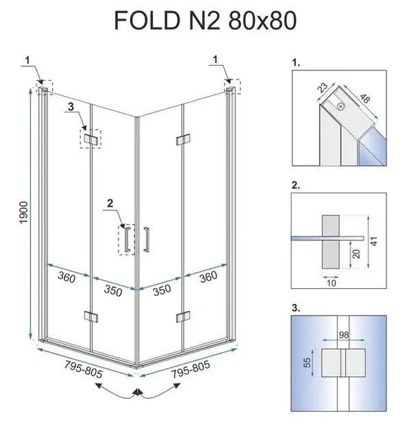 Душова Кабіна REA Fold N2 REA-K1950