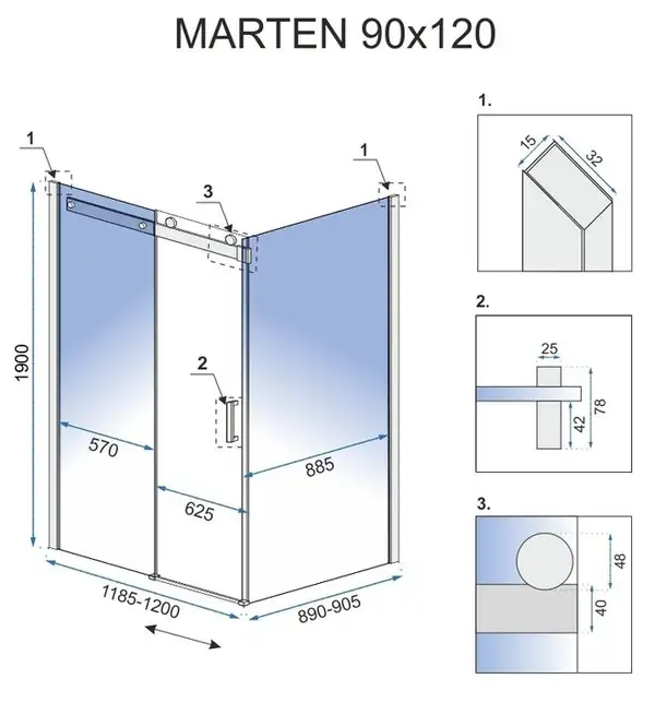 Душова Кабіна REA Marten 90x120см REA-K4002