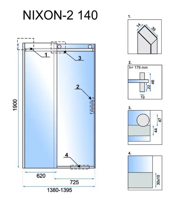 Rea Nixon-2 Душові двері 140 L, хром (REA-K5006) Rea Nixon-2 Душові двері 140 L, хром (REA-K5006)