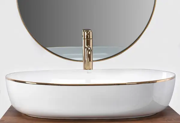 Умывальник (раковина) REA CLEO 61 WHITE GOLD EDGE накладний білий (REA-U6211)