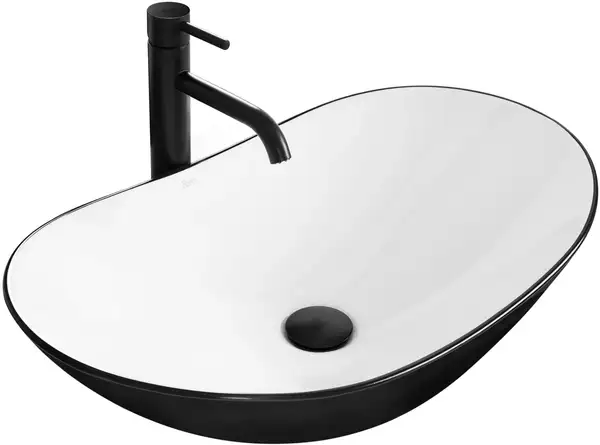 Умывальник (раковина) REA ROYAL BLACK WHITE накладной (REA-U6600) Умывальник (раковина) REA ROYAL BLACK WHITE накладной (REA-U6600)