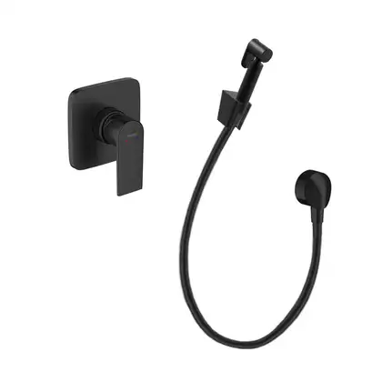 Комплект гігієнічного душу Hansgrohe Vernis Blend з лійкою Noken Square, Matt Black (20220002)