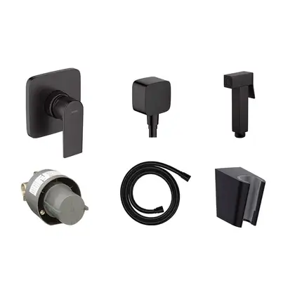 Комплект гігієнічного душу Hansgrohe Vernis Blend з лійкою Noken Square, Matt Black (20220002)
