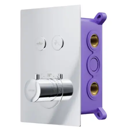 Душовий гарнітур прихованого монтажу Corsan CMZ069TCH CHROM + BOX хром з термостатом (647014)