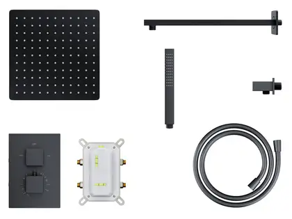 Душевая система с термостатом CORSAN ADOUR BLACK + BOX скрытого монтажа (Z01TBL)