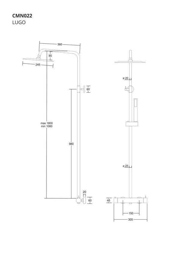 Душовий гарнітур Corsan LUGO BLACK MATT (CMN022)