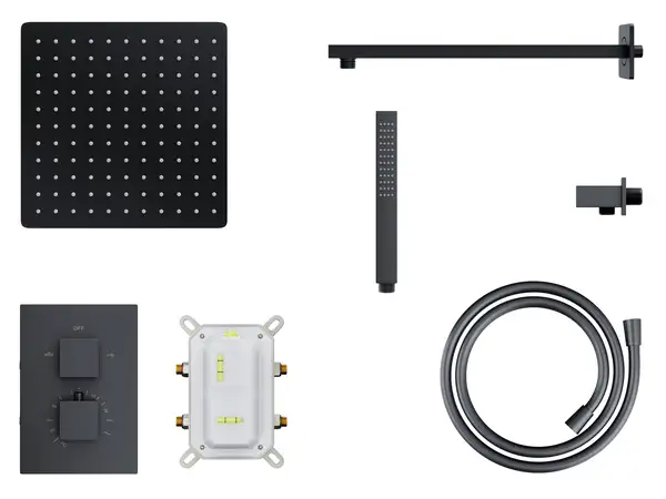 Душевая система с термостатом CORSAN ADOUR BLACK + BOX скрытого монтажа (Z01TBL) Душевая система с термостатом CORSAN ADOUR BLACK + BOX скрытого монтажа (Z01TBL)