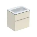 Тумба с раковиной Geberit iCon slim rim 60 см, корпус и фасад - песочно-серый глянец / ручки - песочно-серый глянец 502.335.JL.1