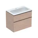 Тумба с раковиной Geberit iCon slim rim 75 см, корпус и фасад - дуб / ручки - лава мат 502.336.JH.1