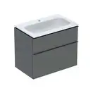 Тумба с раковиной Geberit iCon slim rim 75 см, корпус и фасад - лава мат / ручки - лава мат 502.336.JK.1