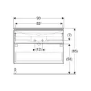 Тумба с раковиной Geberit iCon slim rim 90 см, корпус и фасад - песочно-серый глянец / ручки - песочно-серый глянец 502.337.JL.1