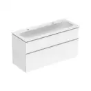 Тумба с раковиной Geberit iCon slim rim 120 см, корпус и фасад - белый глянец / ручки - хром глянец 502.338.01.2