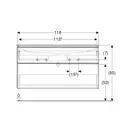 Тумба с раковиной Geberit iCon slim rim 120 см, корпус и фасад - белый глянец / ручки - хром глянец 502.338.01.2