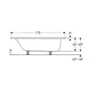 Ванна акриловая 170 х 75 х h42,8 см Geberit Selnova в комплекте с ножками 554.285.01.1