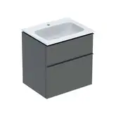 Тумба с раковиной Geberit iCon slim rim 60 см, корпус и фасад - лава мат / ручки - лава мат 502.335.JK.1