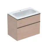 Тумба с раковиной Geberit iCon slim rim 75 см, корпус и фасад - дуб / ручки - лава мат 502.336.JH.1