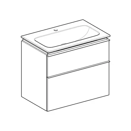 Тумба с раковиной Geberit iCon slim rim 75 см, корпус и фасад - орех тёмный / ручки - лава мат 502.336.JR.1