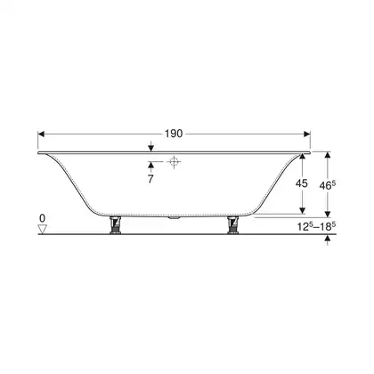 Ванна акриловая 190 х 90 х h46,5 см Geberit Soana, slim rim, Duo в комплекте с ножками 554.005.01.1