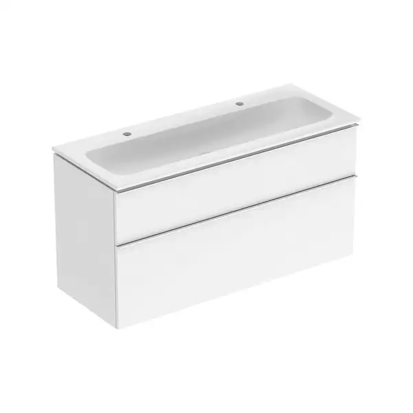 Тумба с раковиной Geberit iCon slim rim 120 см, корпус и фасад - белый глянец / ручки - хром глянец 502.338.01.2 Тумба с раковиной Geberit iCon slim rim 120 см, корпус и фасад - белый глянец / ручки - хром глянец 502.338.01.2