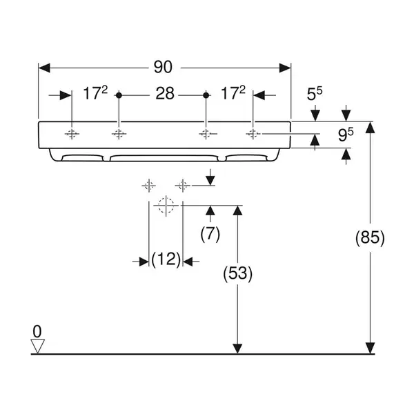 Раковина Geberit One 90 х 48 см 505.037.00.1 Раковина Geberit One 90 х 48 см 505.037.00.1