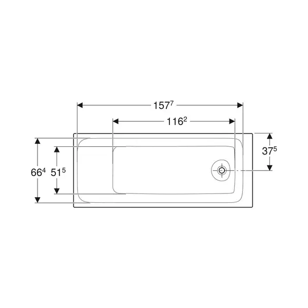 Ванна акриловая 170 х 75 х h46,5 см Geberit Tawa, slim rim в комплекте с ножками 554.121.01.1