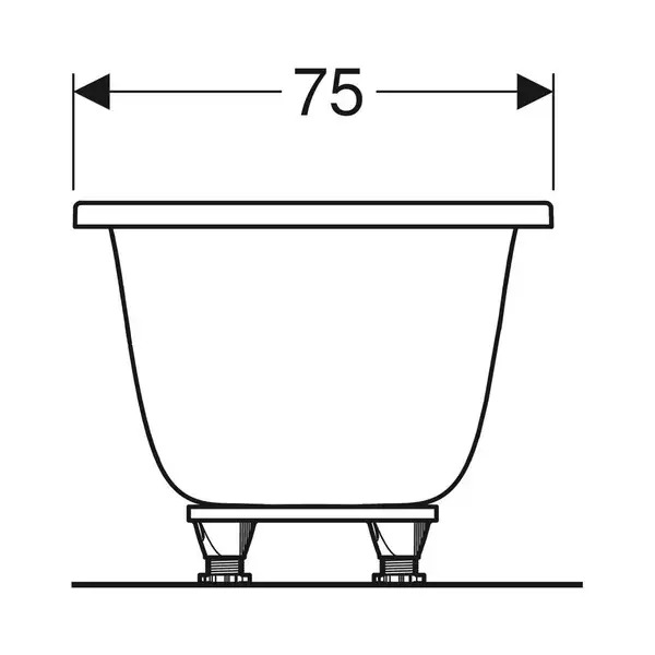 Ванна акриловая 170 х 75 х h46,5 см Geberit Tawa, slim rim в комплекте с ножками 554.121.01.1