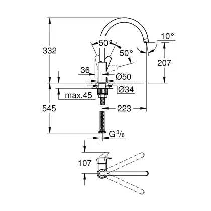 Grohe StartEdge Змішувач для кухонної мийки, хром (30529001)