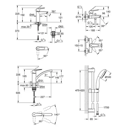 Grohe Start Набір змішувачів 4в1, хром (UA202301KE) Grohe Start Набір змішувачів 4в1, хром (UA202301KE)