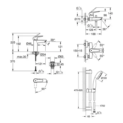 Grohe Start Набор смесителей M-Size, хром (UA202301ME) Grohe Start Набор смесителей M-Size, хром (UA202301ME)