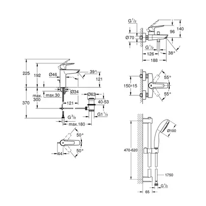 Grohe Start Набор смесителей 3 в 1, хром (UA202301MQ) Grohe Start Набор смесителей 3 в 1, хром (UA202301MQ)