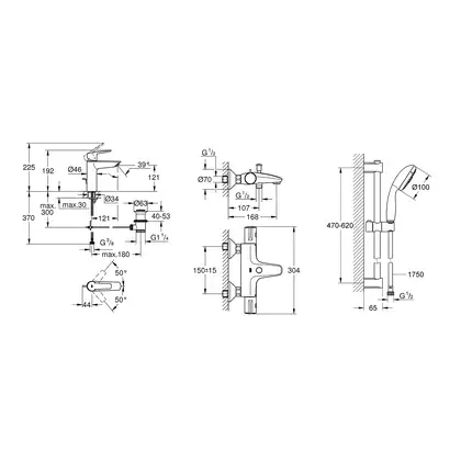 Набір змішувачів 3 в 1 для ванної кімнати S-Size Grohe Start UA202304TS