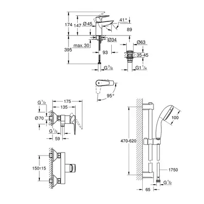 Grohe StartEdge Набор смесителей для душа S-Size, хром (UA202502SE) Grohe StartEdge Набор смесителей для душа S-Size, хром (UA202502SE)