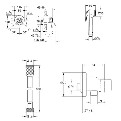 Grohe BauClassic Комплект гігієнічного душу, хром (UA202606QF)