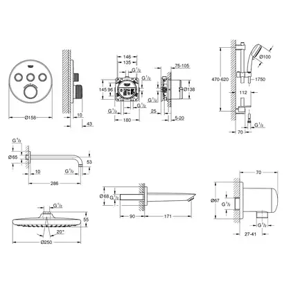 Grohe SmartControl Душевая система 3в1, хром (UA202801R3)