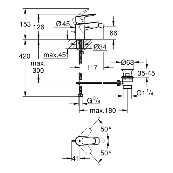 Grohe StartEdge Змішувач для біде, хром (23345001) Grohe StartEdge Змішувач для біде, хром (23345001)