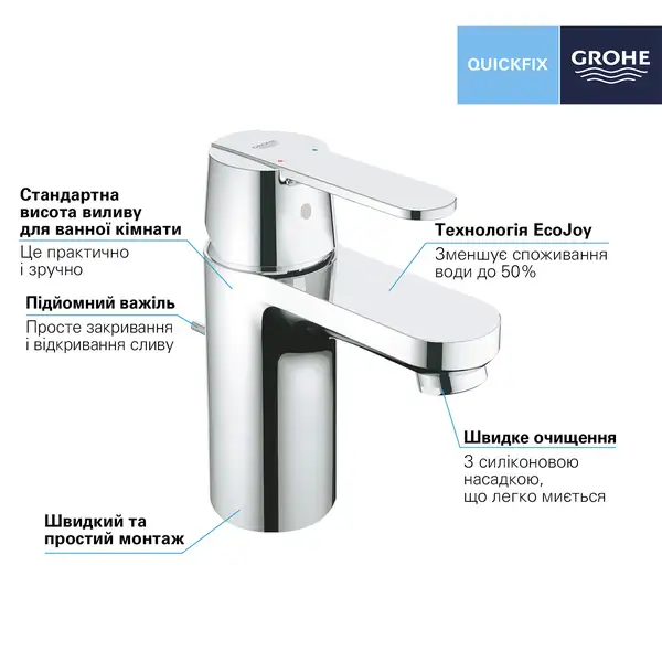 Grohe Get S-Size Смеситель для раковины, хром (32883000) Grohe Get S-Size Смеситель для раковины, хром (32883000)