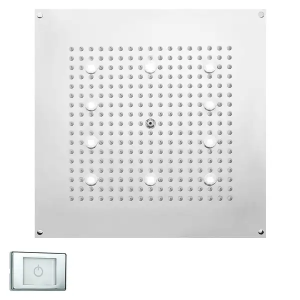 Душова лійка Bossini Dream FLAT light cube 470 10 LED з підсвічуванням, нікель шлифований (H37453000094016)