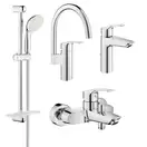 Набір змішувачів для ванни та кухні GROHE Eurosmart New 4 в 1, хром (UA123248UH)