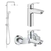 Набір змішувачів Grohe Eurosmart New 3 в 1 для ванни та душу, хром (UA123389M0)