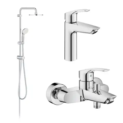 Набір змішувачів Grohe Eurosmart New 3 в 1 для ванни та душу, хром (UA123246R0) Набір змішувачів Grohe Eurosmart New 3 в 1 для ванни та душу, хром (UA123246R0)