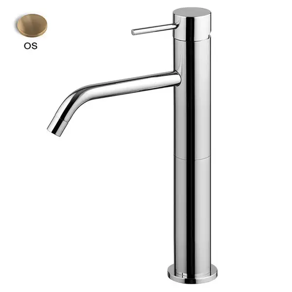 Змішувач для умивальника Fima Carlo SPILLO UP з донним клапаном, Brushed gold (F3031-HOS) Змішувач для умивальника Fima Carlo SPILLO UP з донним клапаном, Brushed gold (F3031-HOS)
