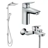 Набір змішувачів для ванни Hansgrohe EcoSmart Logis 100 / Crometta Reno (71104 + 7140 + 27289000), хром (20200002)