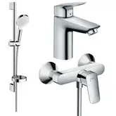 Набір змішувачів для душу Hansgrohe EcoSmart Logis 100 (71104000 + 71600000 + 26553400), хром (20200007)