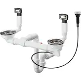 Сифон з переливом для мийки Hansgrohe D15-11 Automatic на 2 чаші, сталевий (43932800)