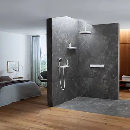 Шланговое під'єднання Hansgrohe Porter 500 Rainfiniti з поличкою L, Matt White (26843700)