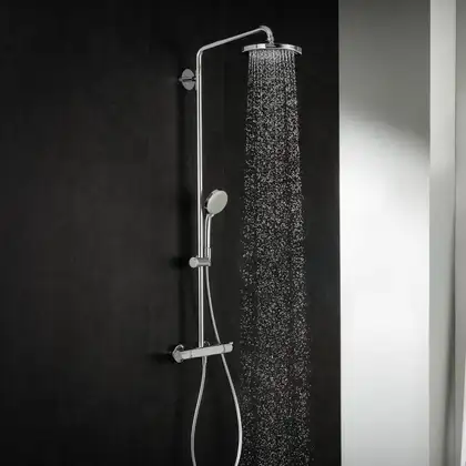 Душова система Hansgrohe Croma 220 1jet Showerpipe з термостатом, хром (27185000) Душова система Hansgrohe Croma 220 1jet Showerpipe з термостатом, хром (27185000)