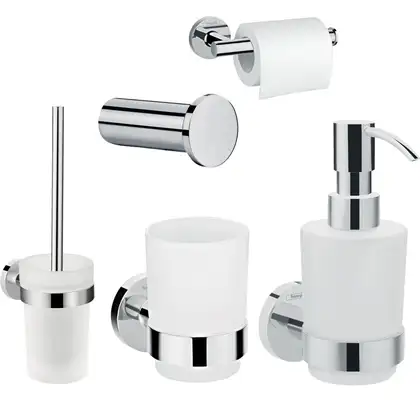 Набір аксесуарів Hansgrohe Logis Universal подвійний гачок, диспенсер, ершик, тримач паперу, склянка (20210006) Набір аксесуарів Hansgrohe Logis Universal подвійний гачок, диспенсер, ершик, тримач паперу, склянка (20210006)