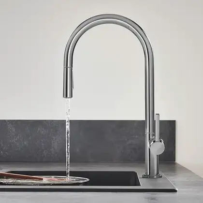 Змішувач для кухні Hansgrohe Talis 210 2jet з витяжним виливом Sbox, Brushed Black Chrome (72801340) Змішувач для кухні Hansgrohe Talis 210 2jet з витяжним виливом Sbox, Brushed Black Chrome (72801340)